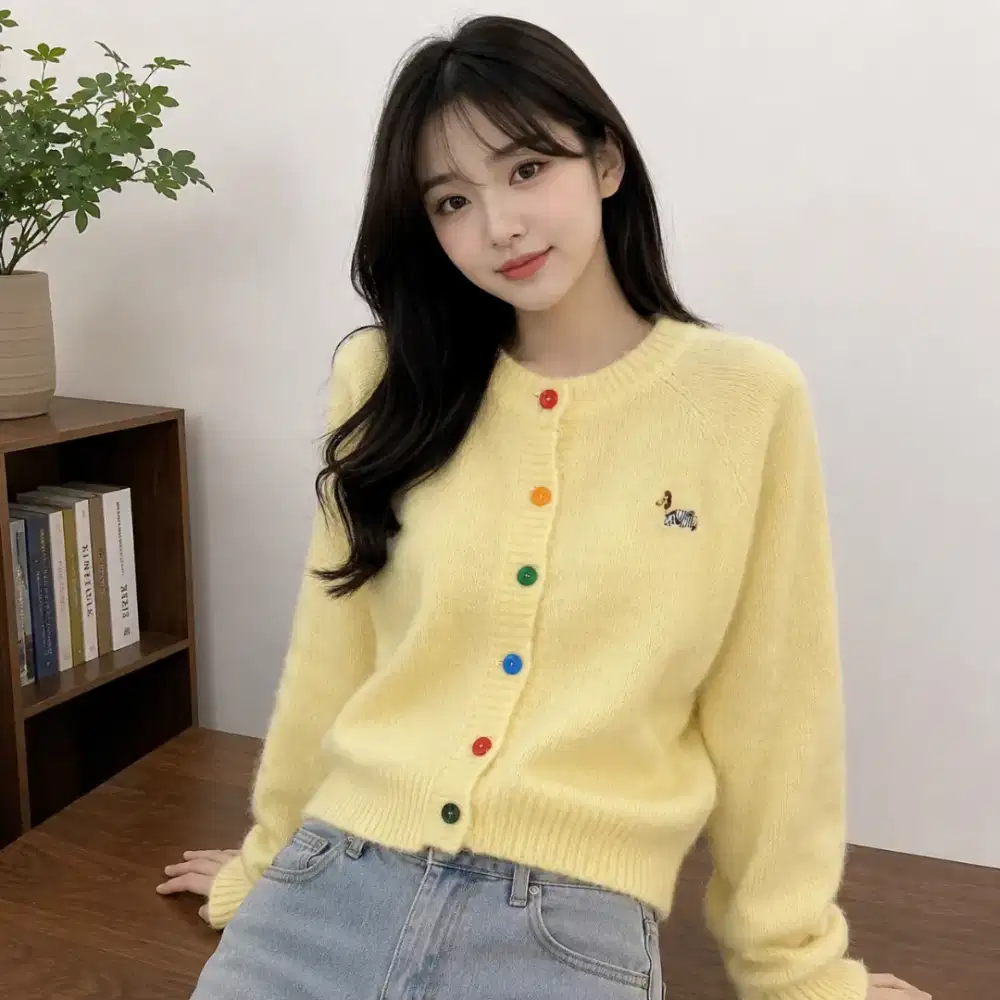 Cardigan Bulu Halus Lengan Panjang Warna Soft Matcha