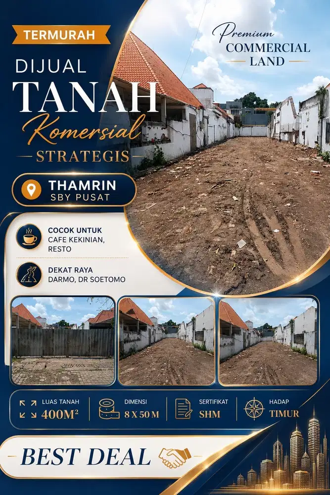 DIJUAL TANAH LANGKA TERMURAH DI THAMRIN SURABAYA PUSAT STRATEGIS!