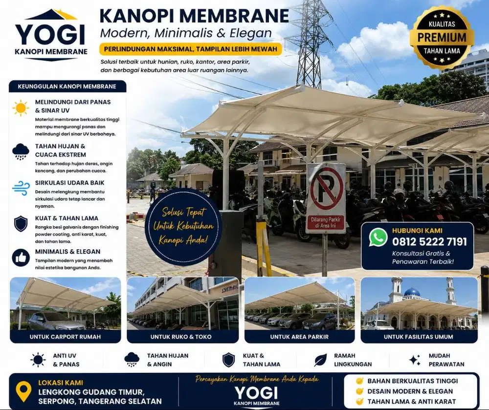 Percantik Fasad Bangunan dengan Kanopi Membrane Modern
