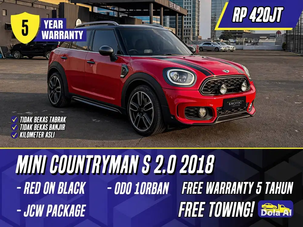 [ GARANSI 5TH ] Mini Countryman S 2.0 JCW 2018 Red Black Merah Cooper
