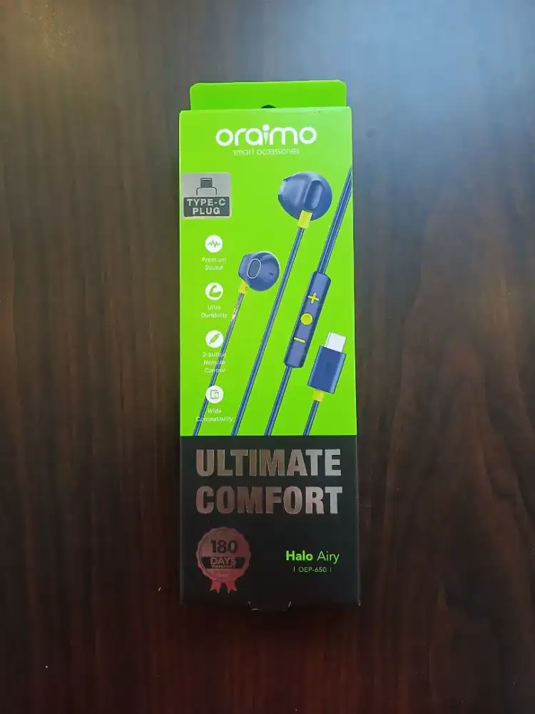 oraimo Wired Earphone Kabel Headphone Type-C Halo C 1.2 Meter OEP-650