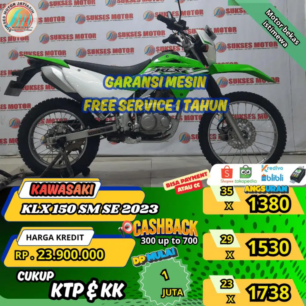 KAWASAKI KLX 150SM SE 2023 PAYMENT PAYLATER CC & KREDIVO(SUKSESMOTOR)