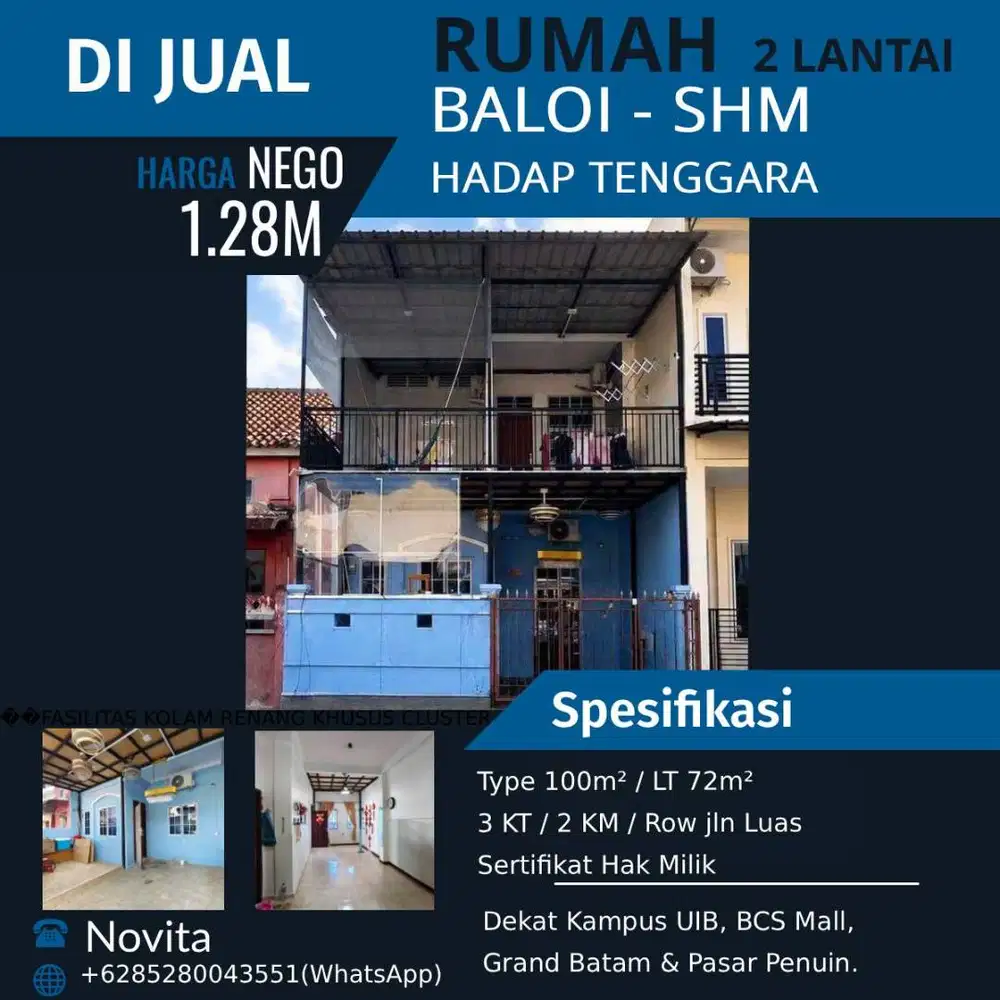 Rumah 2 Lantai - Siap Huni di Baloi Hadap Tenggara