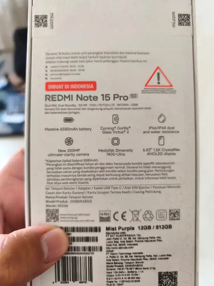 Xiaomi Redmi Note 15 Pro 5G 12/512 Garansi resmi Indonesia