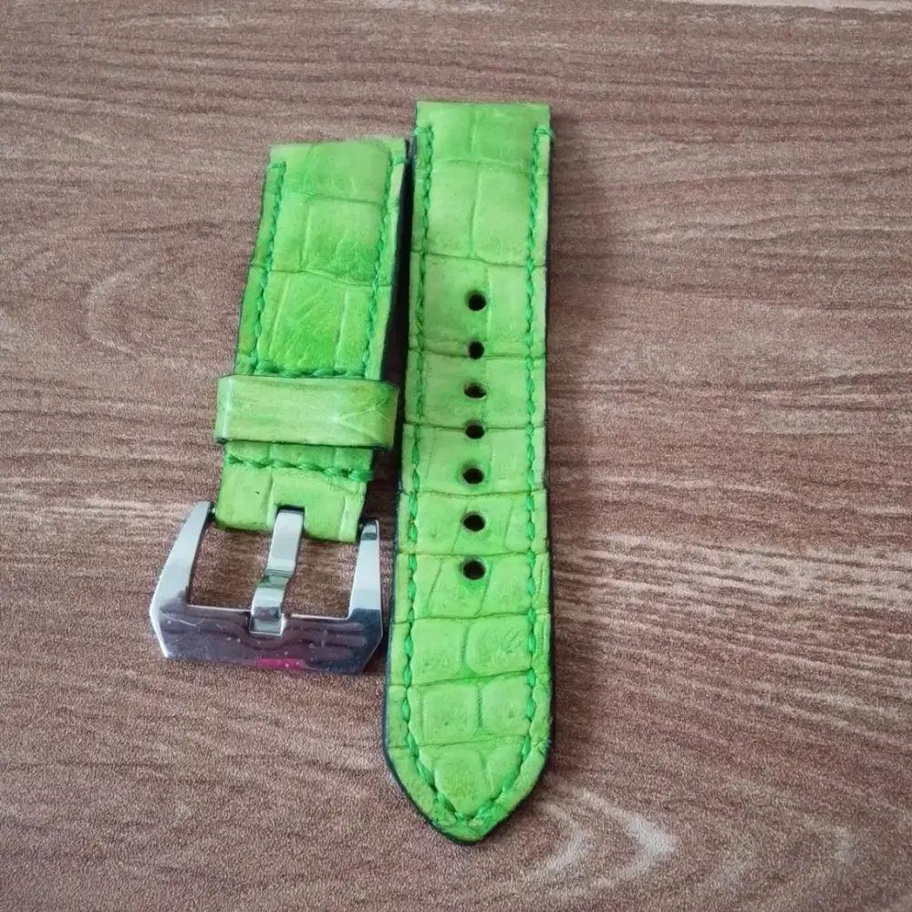 Strap Jam Panerai Style Hijau Motif Croco + Buckle