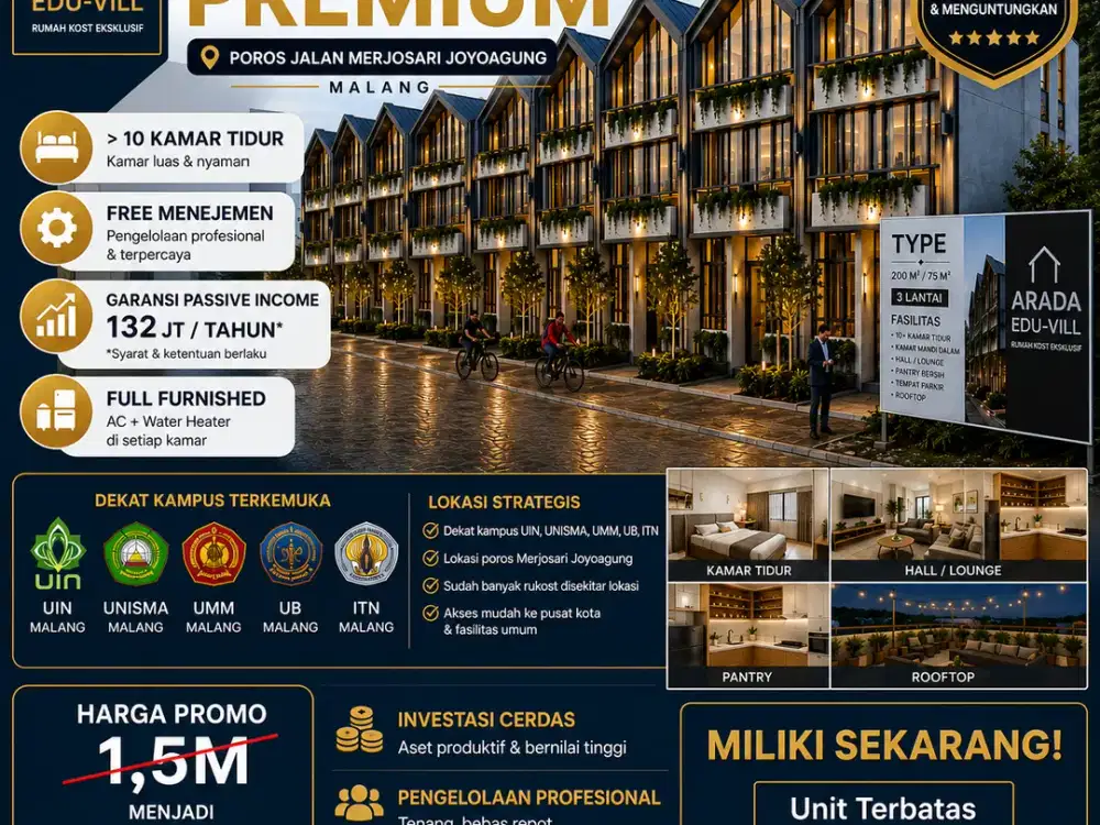 Rumah Kost 10 Kamar Merjosari Kota Malang dekat kampus UB, UIN, UMM