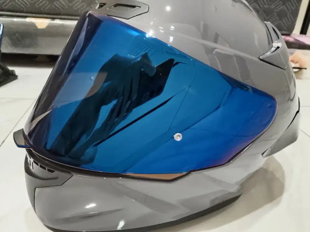 HELM MLA FULL FACE WARNA GREY GLOSSY LIKE NEW - BELUM PERNAH PAKAI