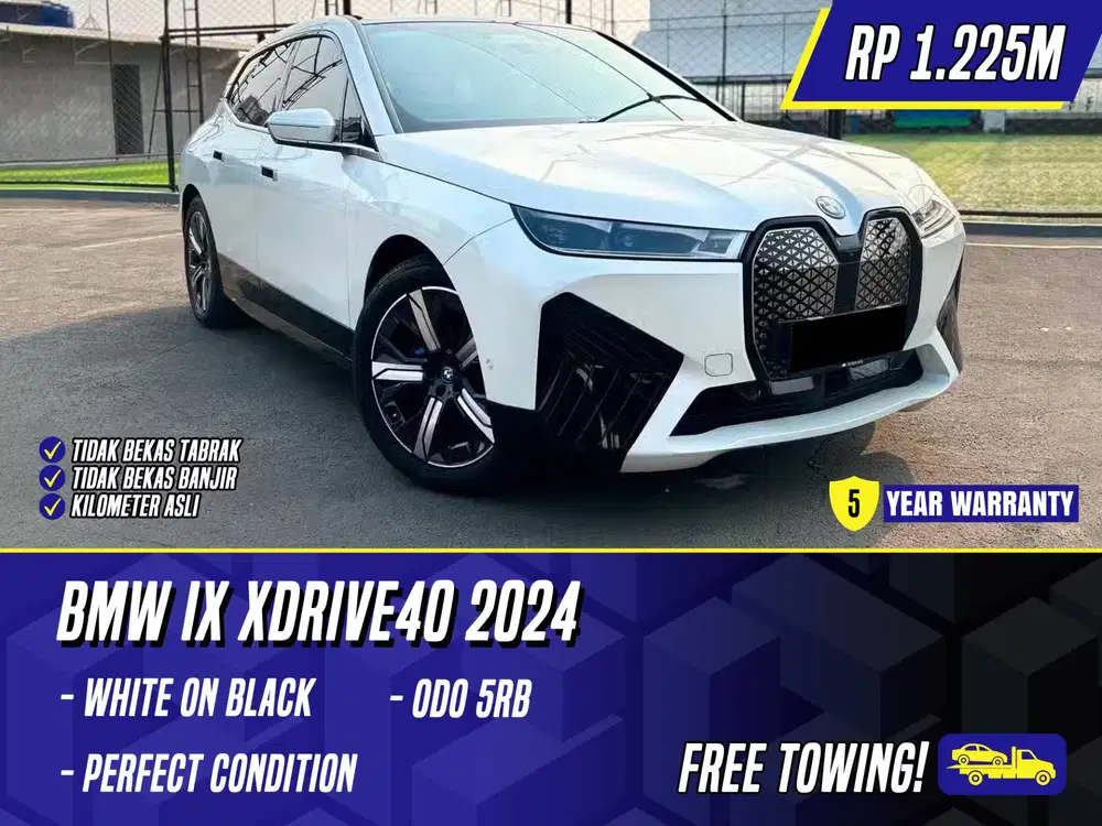 BMW iX xDrive40 2024 NIK 2023 White on Black Putih EV Electric Listrik