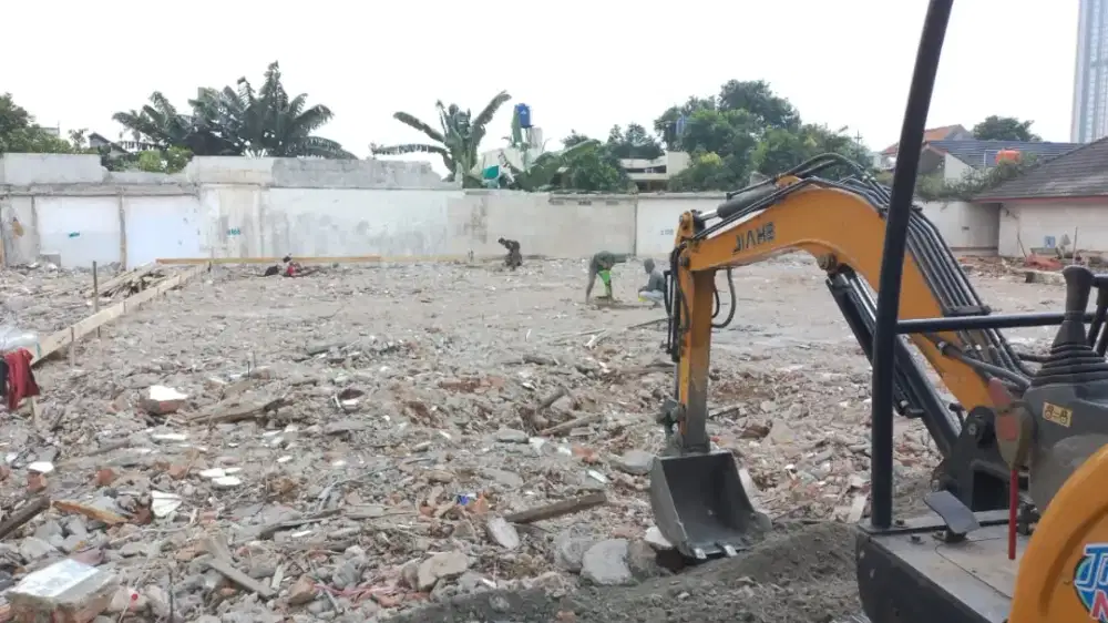 Bongkar bangunan ruko land clearing paving aspal