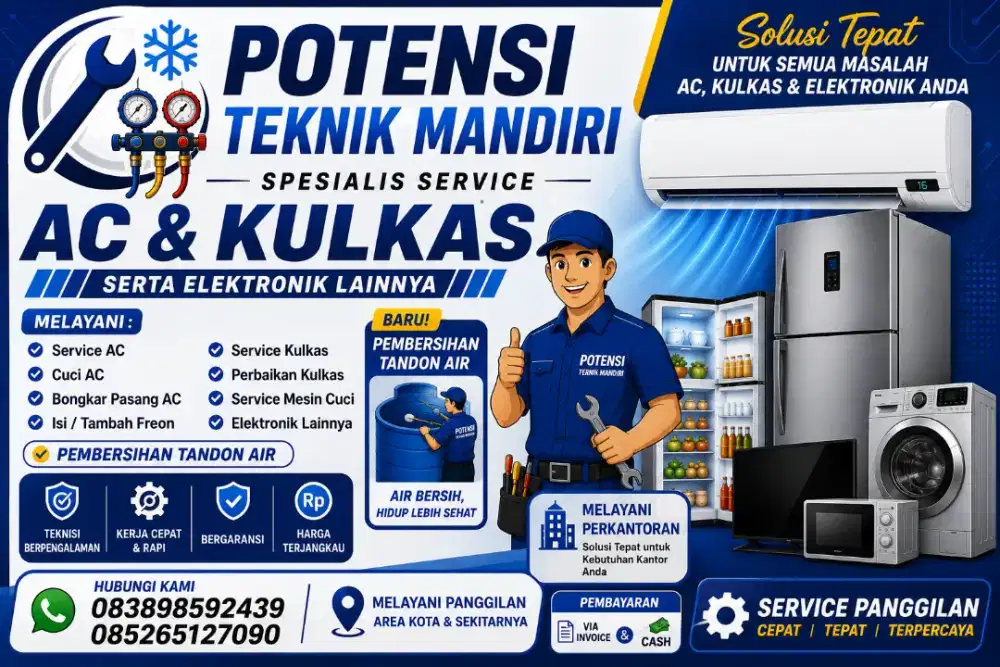 SERVICE AC. SERVICE KULKAS. PEMBERSIHAN TANDON/TOREN AIR