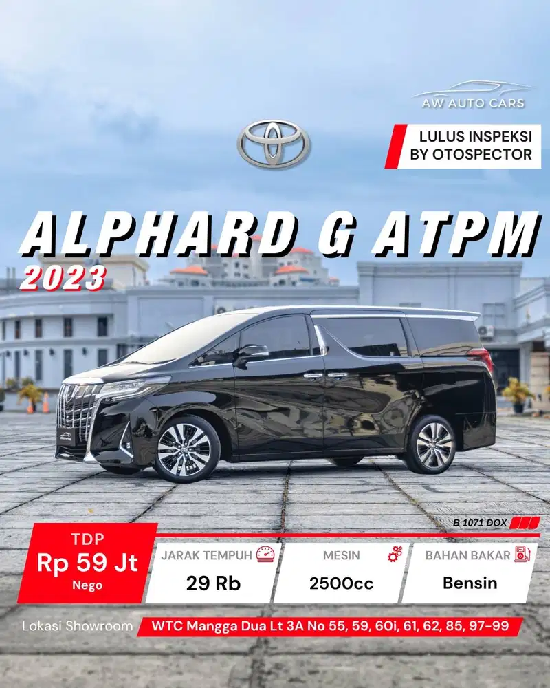 Toyota Alphard G ATPM NIK 2023 low KM Pemakaian 2024 non hybrid hev