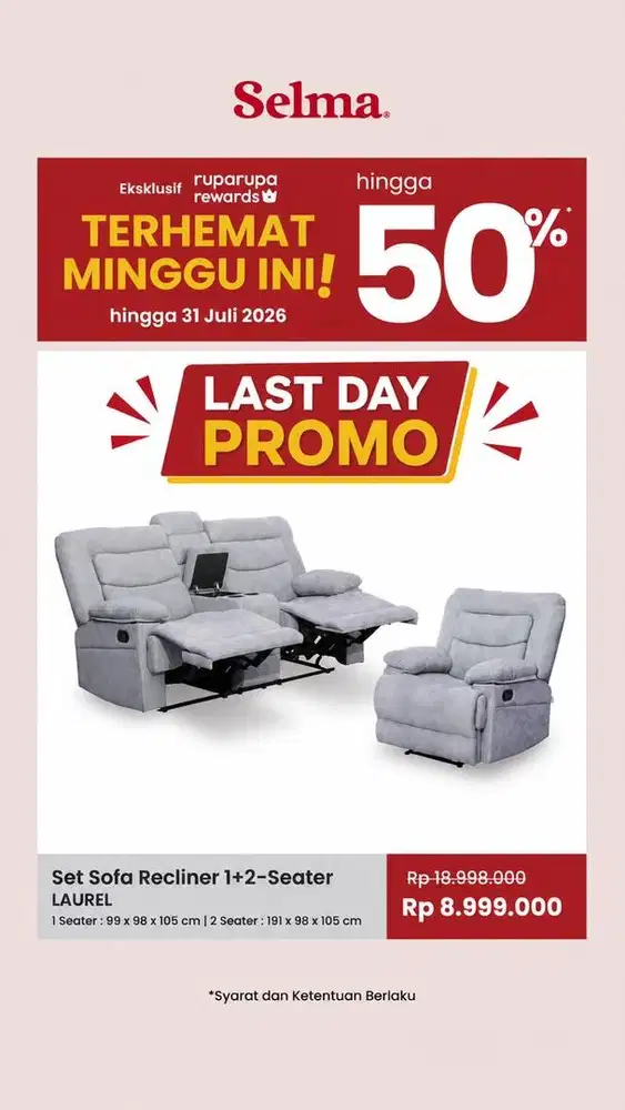 PROMO SOFA SET RECLINER 2 DAN 1 SEAT