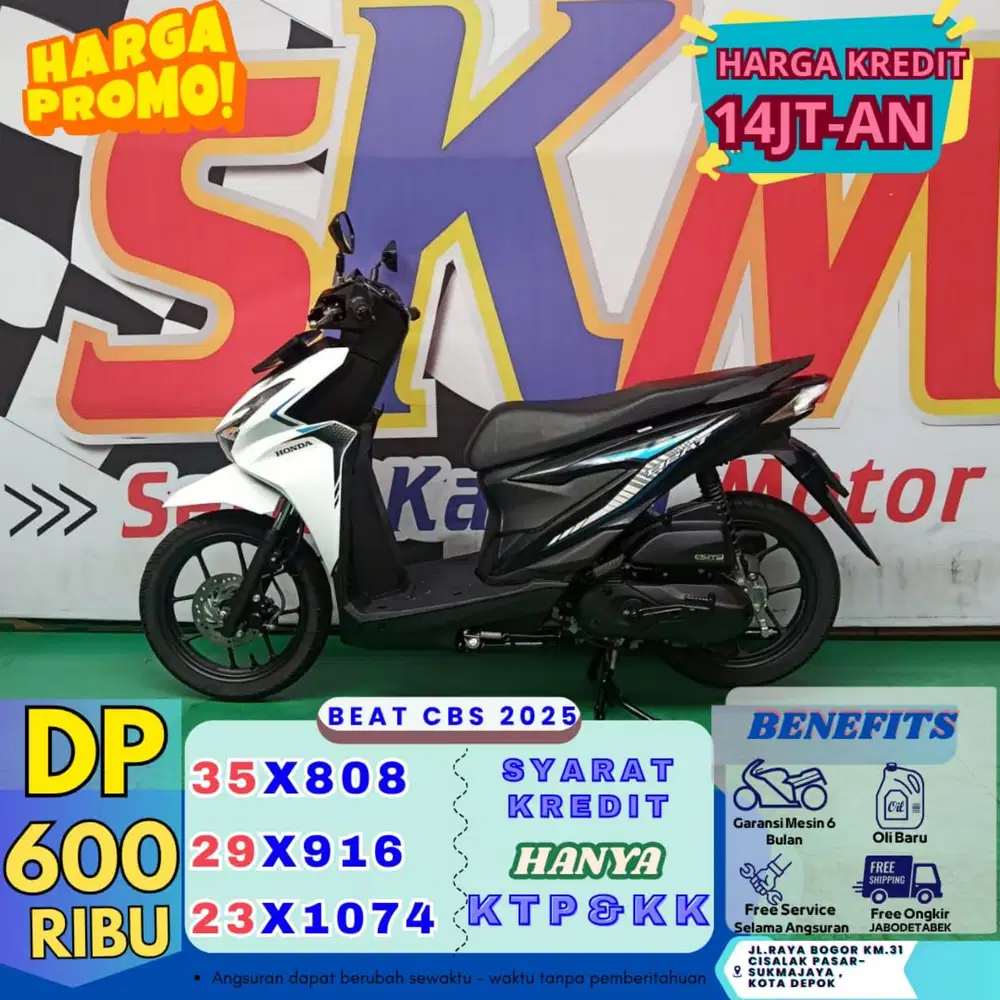 Promo  DP 500  Honda beat Cbs 2025 Cash Credit