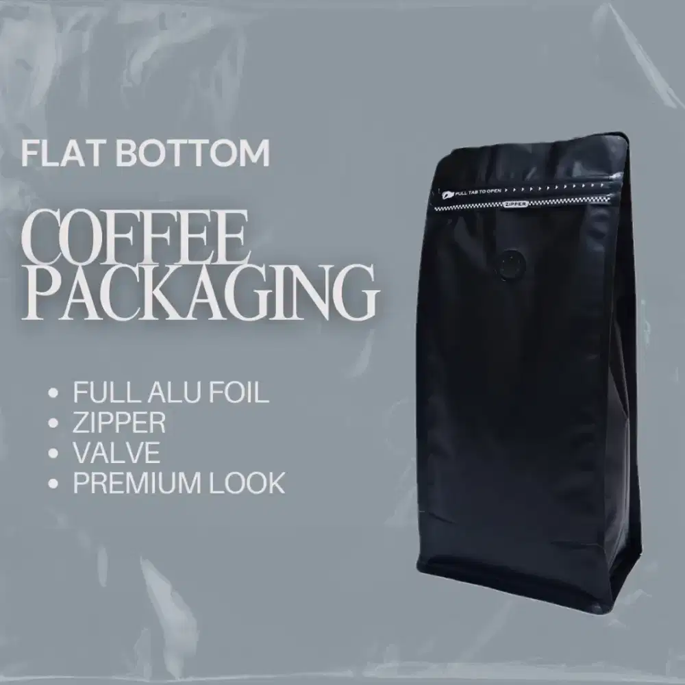 Kemasan Kopi Flat Bottom Premium Tebal