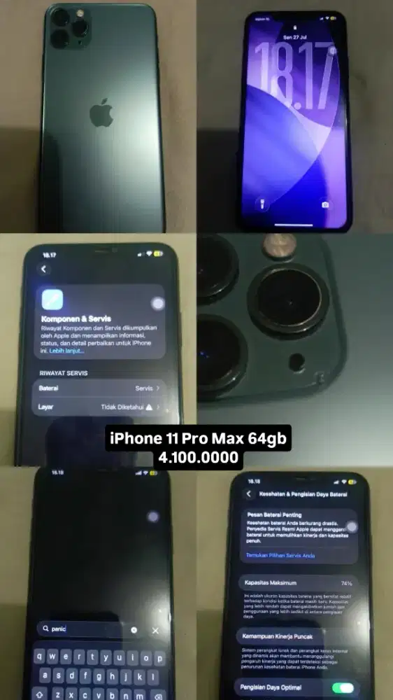 JUAL IPHONE 11 PRO MAX 64 GB INTER ALL OPERATOR