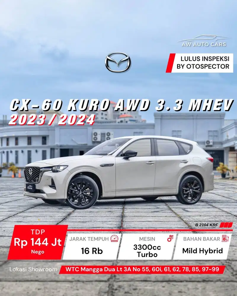 Mazda CX-60 Kuro AWD 3.3 MHEV 2024 NIK 2023 CX60 Elite Mild Hybrid