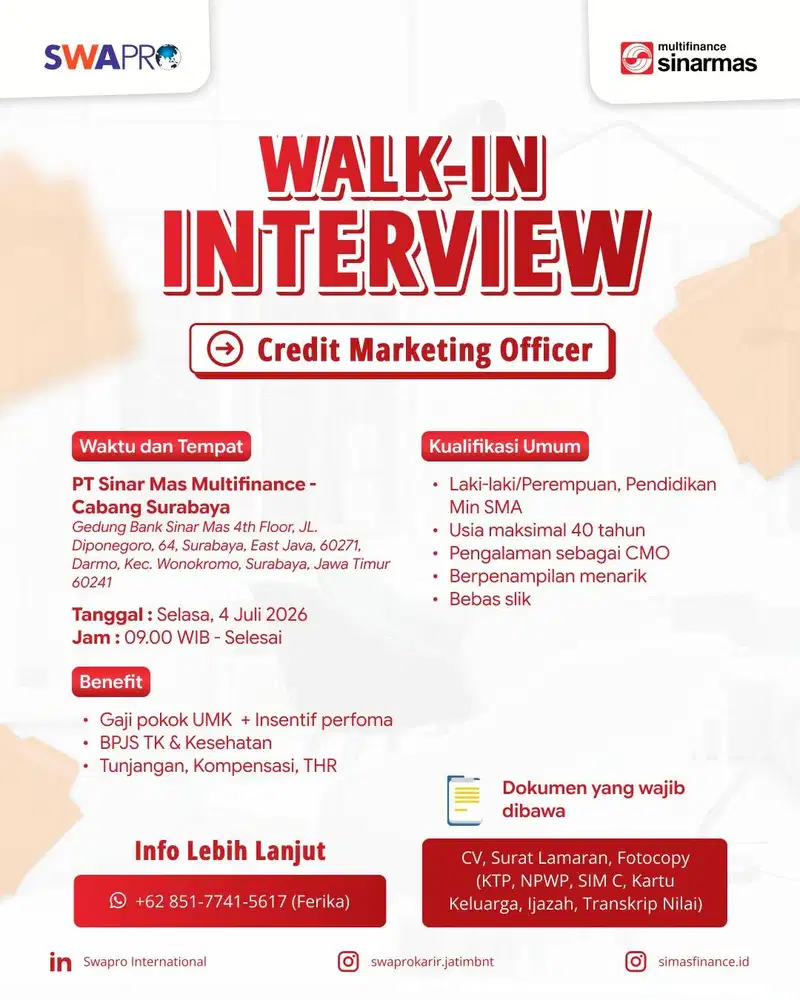 Credit Marketing Officer Surabaya