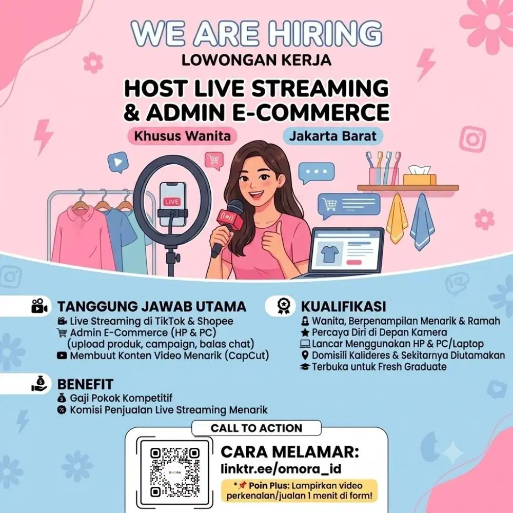 Host Live Streaming & Admin E-Commerce (Kalideres)