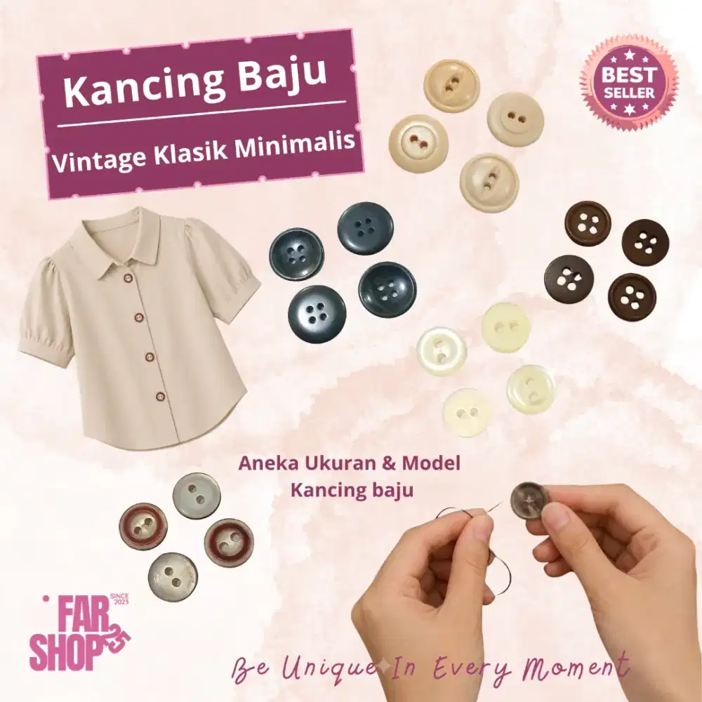 10 pcs Kancing Baju Vintage Klasik Minimalis Aneka Ukuran & Model