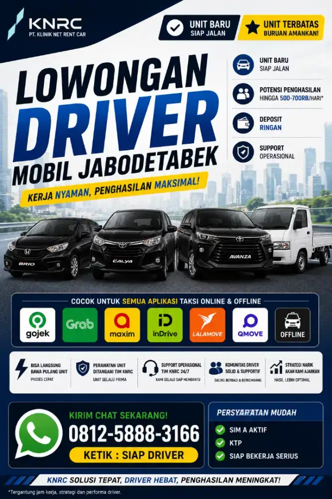Dicari Supir Berpengalaman Berkomitmen siap kerja