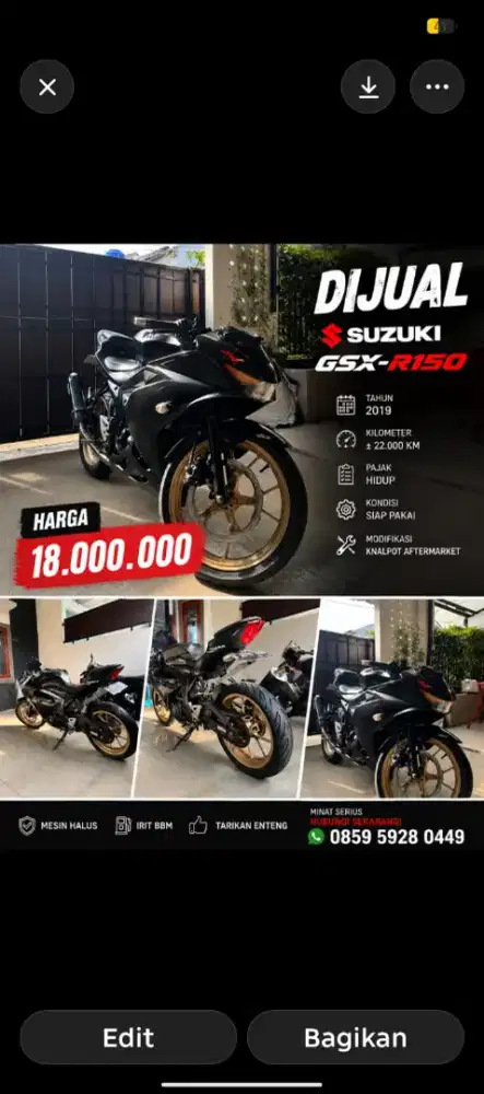 GSX R150 nett 15 jt