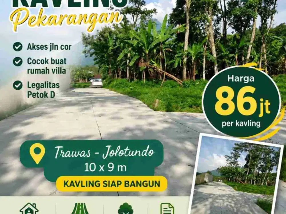 Sisa 3 Unit Tanah Murah siap Bangun di Trawas Jolotundo, Mojosari, Mojokerto