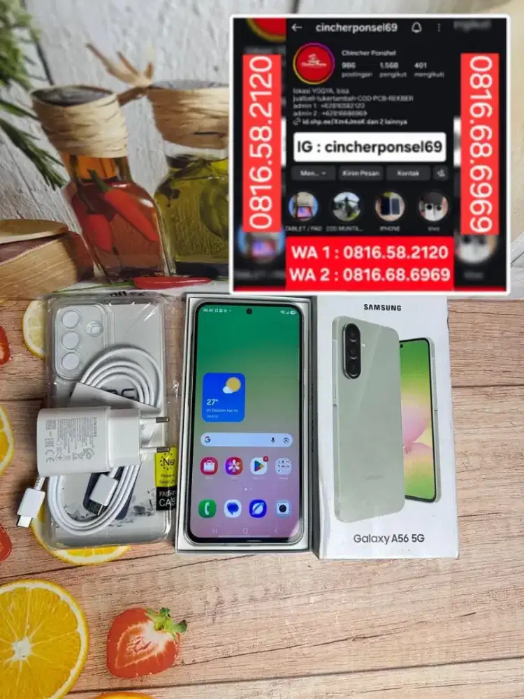 Jual hp LIKENEW SAMSUNG A56 5g 12/256 istimewa grns 11 26 free adaptor