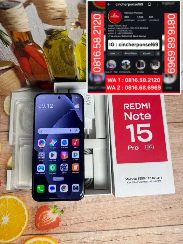 Jual hp LIKENEW redmi note 15 pro 5g 8/256 grns ampe MEI 2027
