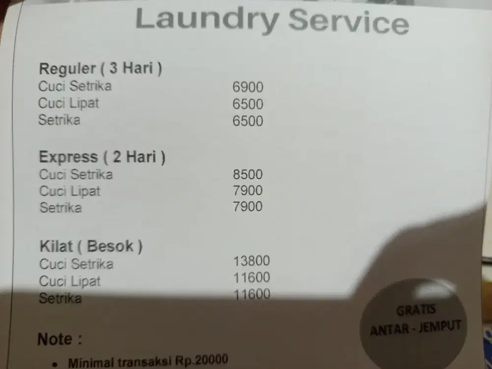 Bagian Setrika Uap Laundry