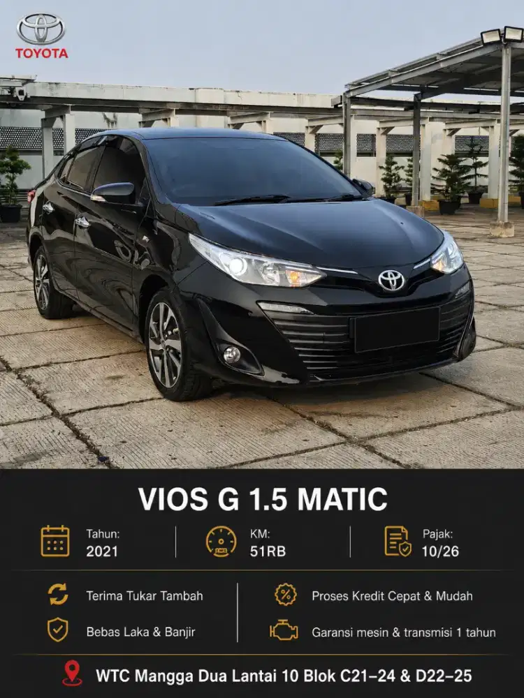 Vios G 1.5 matic tahun 2021 hitam