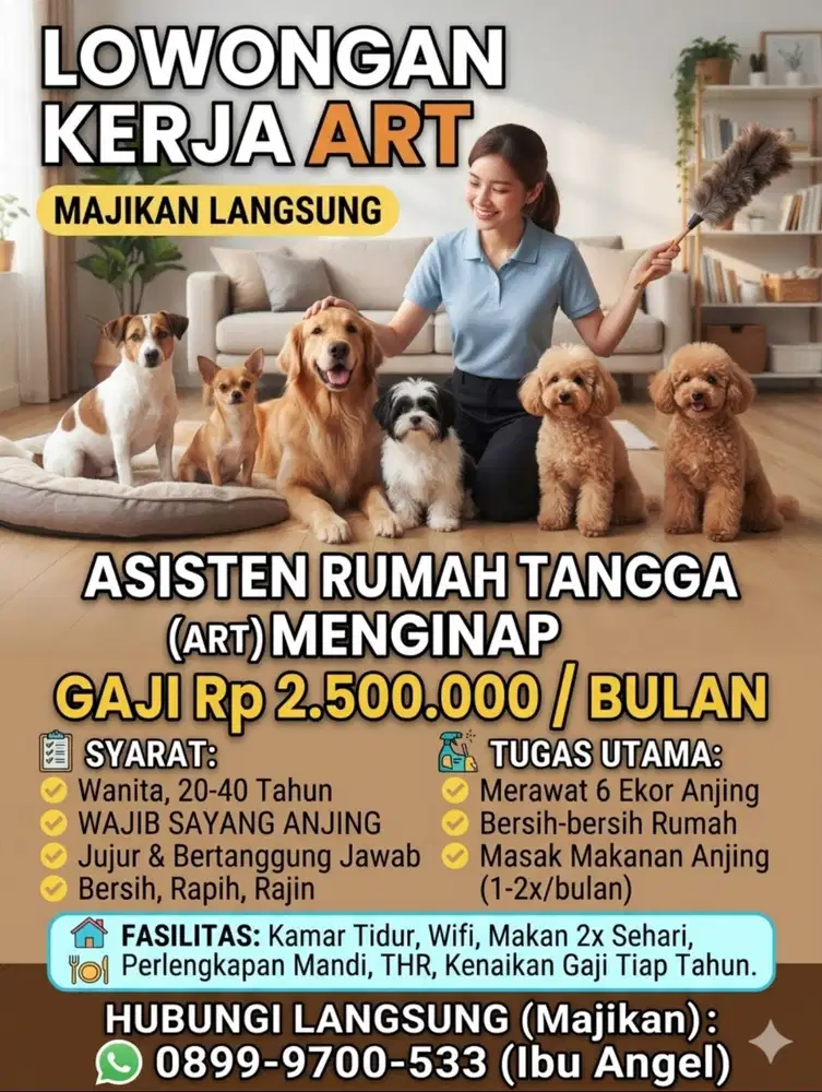 Dibutuhkan ART Menginap daerah Karawaci Tangerang