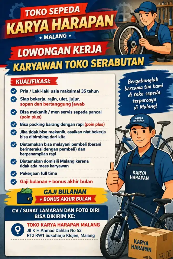 Dibutuhkan karyawan toko LAKI LAKI Cowok siap KERJA SERABUTAN di Toko