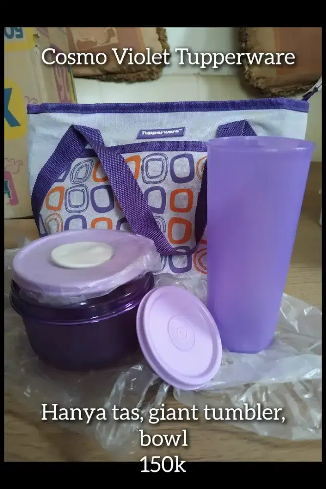 Tupperware cosmo violet new minus lunchbox + sendok garpu