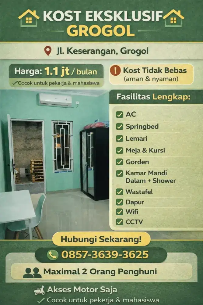 Dijual kost - kontrakan Grogol