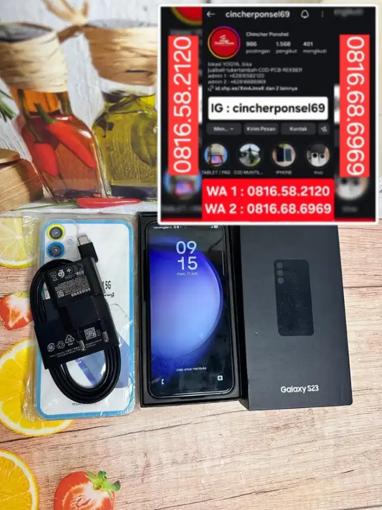 Jual hp Samsung s23 8/256 istimewa siap pakai free adaptor n case