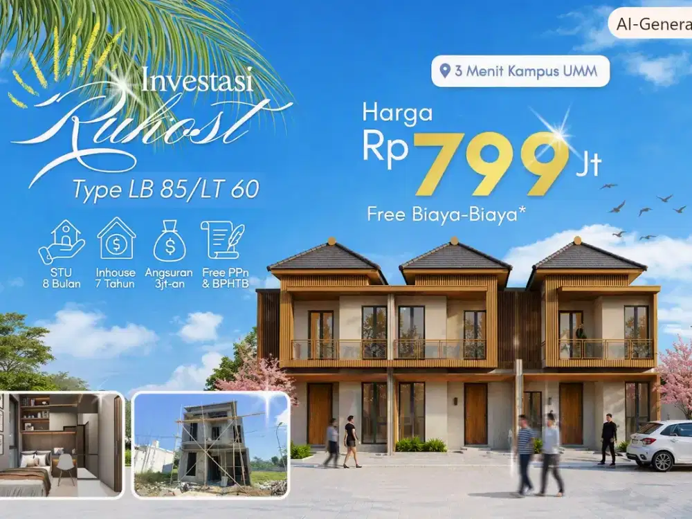 Kost Dekat Kampus UMM3 Bisa Inhouse  7 Tahun cicilan 3jtan