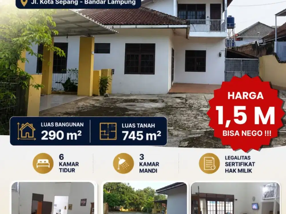 RUMAH 2LT LUAS 745m 1.5M