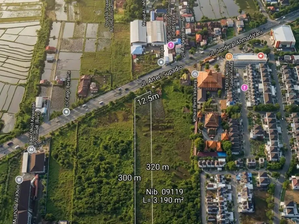 Tanah Tepi Jalan Ahmad Yani 2 Samping Citra garden aneka