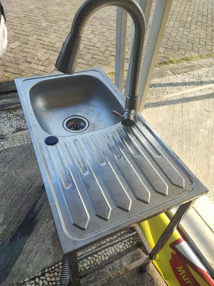 Jual Rugi Tempat cuci piring portabel stainless + Grease trap ex.kedai