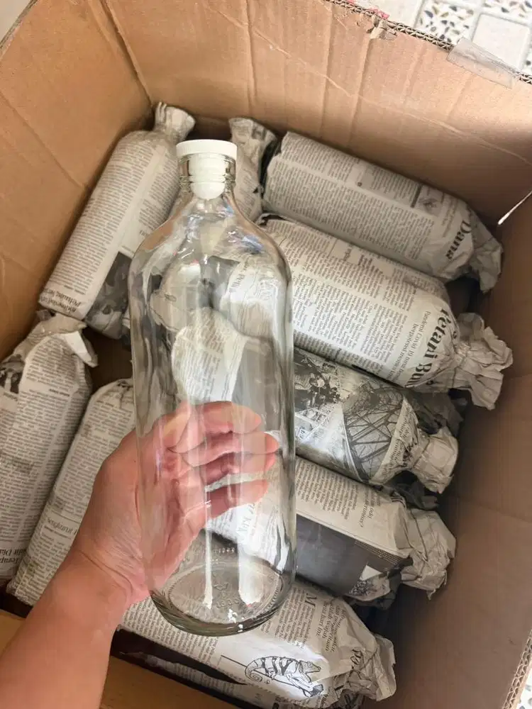 BOTOL KACA 1 LITER 100% BOTOL BARU + TUTUP BOTOL