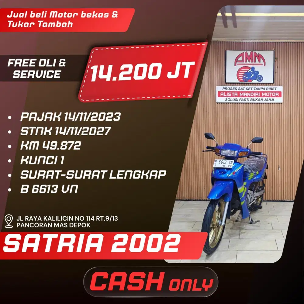 SATRIA 2002 SPAYLATER TOKOPEDIA KREDIVO INDODANA CC CASH ONLY ALISTA