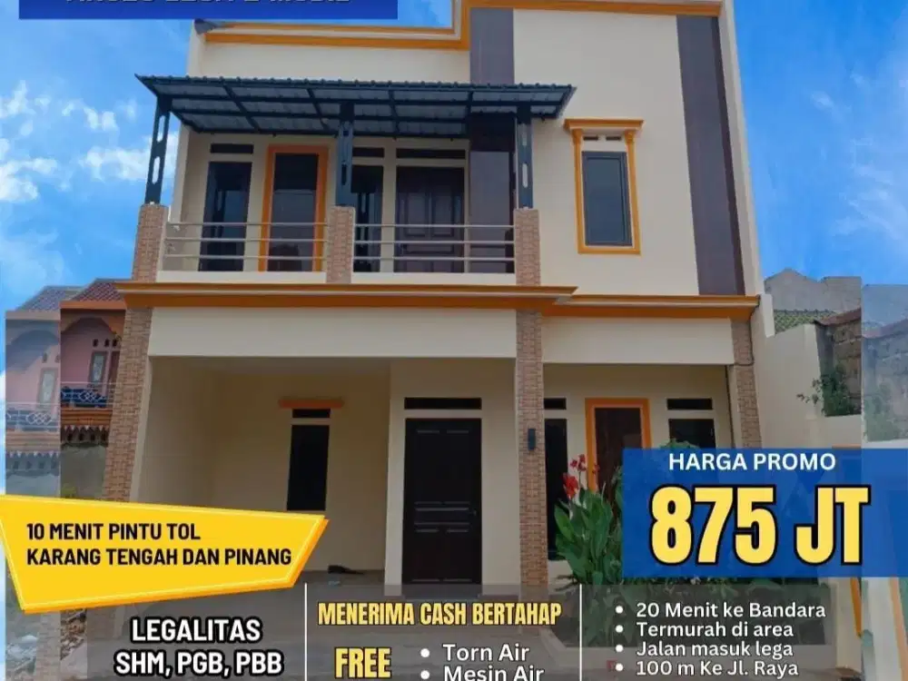 757 Townhouse Super Strategis 2 Lt Dekat Pinggir Jalan Raya di Pinang