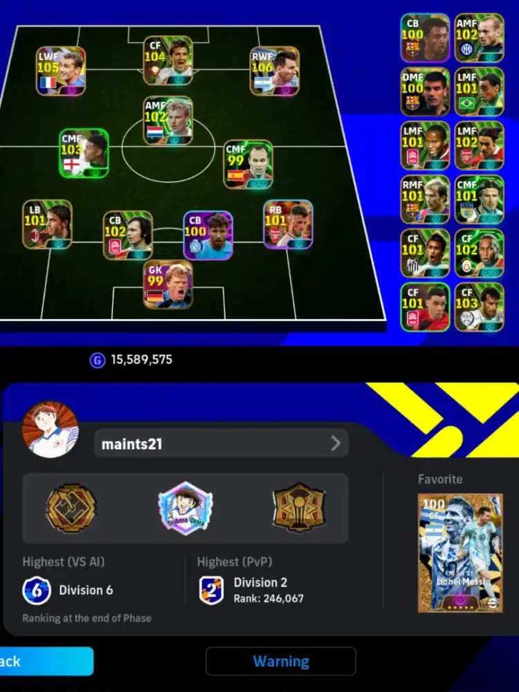 Jual akun efootball Messi 2021 Griezmann 2018
