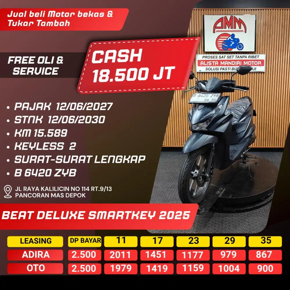 BEAT DELUXE SMARTKEY 2025 PAJAK HIDUP REMOT 2 CASH / KREDIT ALISTA