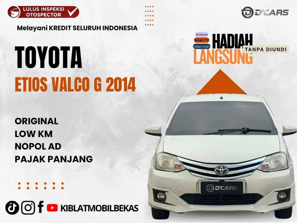 DIJUAL DP 18JT TOYOTA ETIOS VALCO 1.2 G 2014 NOPOL AD