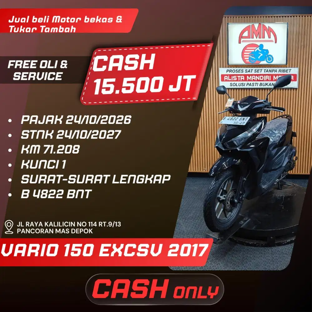 VARIO 150 EXCSV 2017 PAJAK HIDUP SPAYLATER KREDIVO CC CASH ONLY ALISTA
