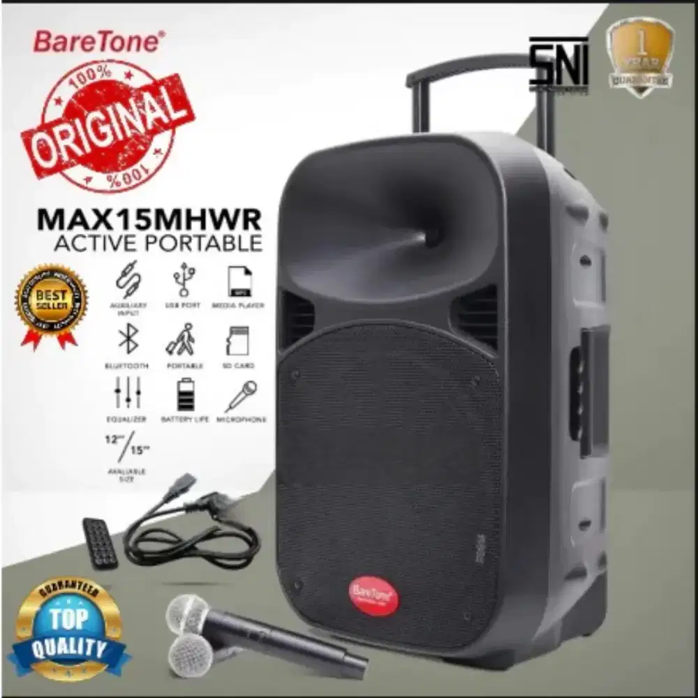 PROMO MERDEKA TERMURAH! SPEAKER AKTIF PORTABLE MAX 15  FREE 2MIC