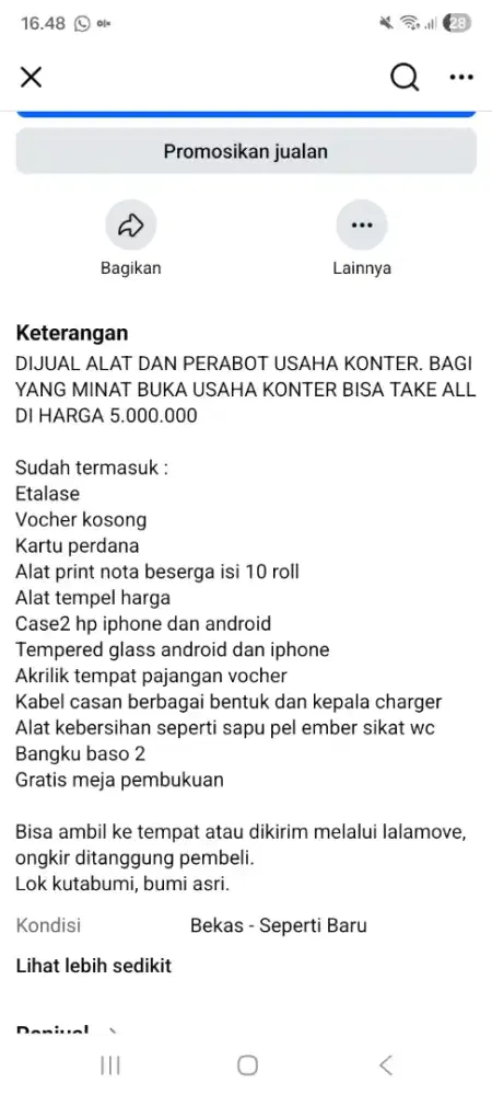 DIJUAL ALAT DAN PERABOT USAHA KONTER