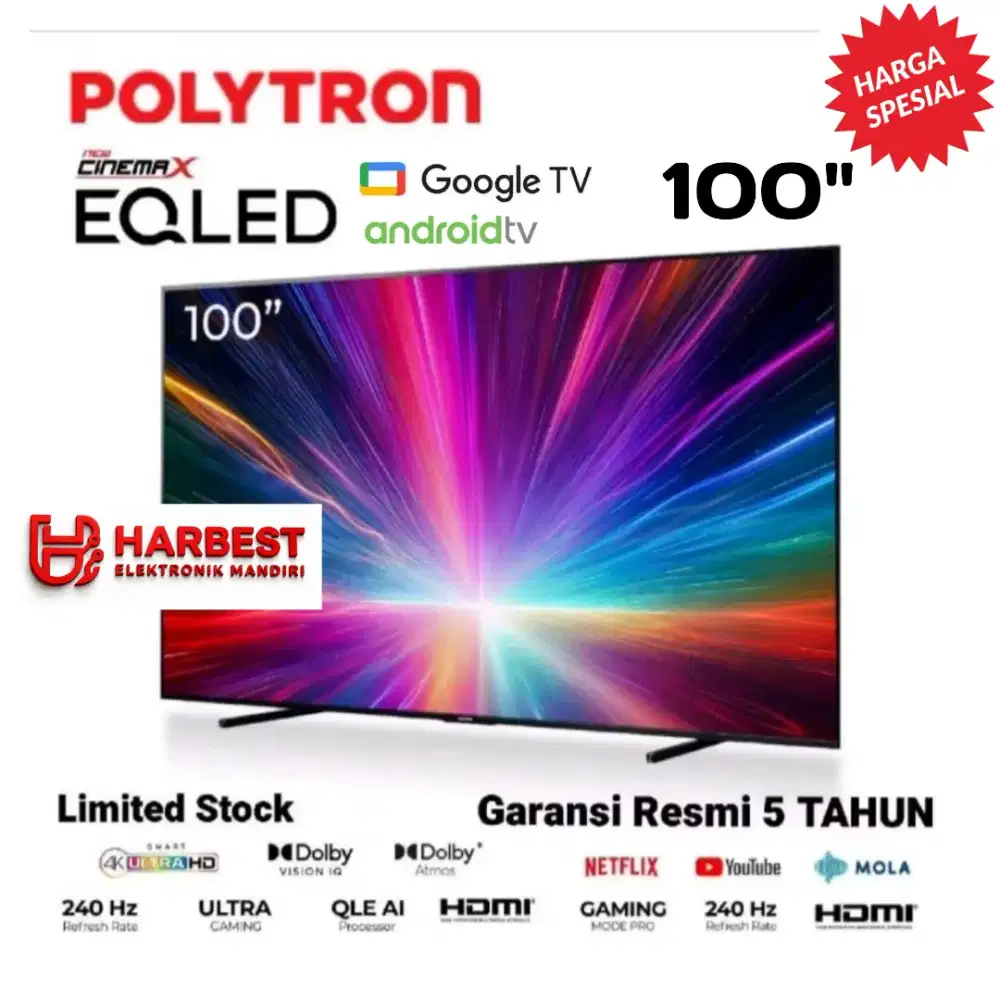 POLYTRON 100 Inch EQLED 4K SMART TV 240 Hz Dolby ATMOS QLEAI GAMING TV