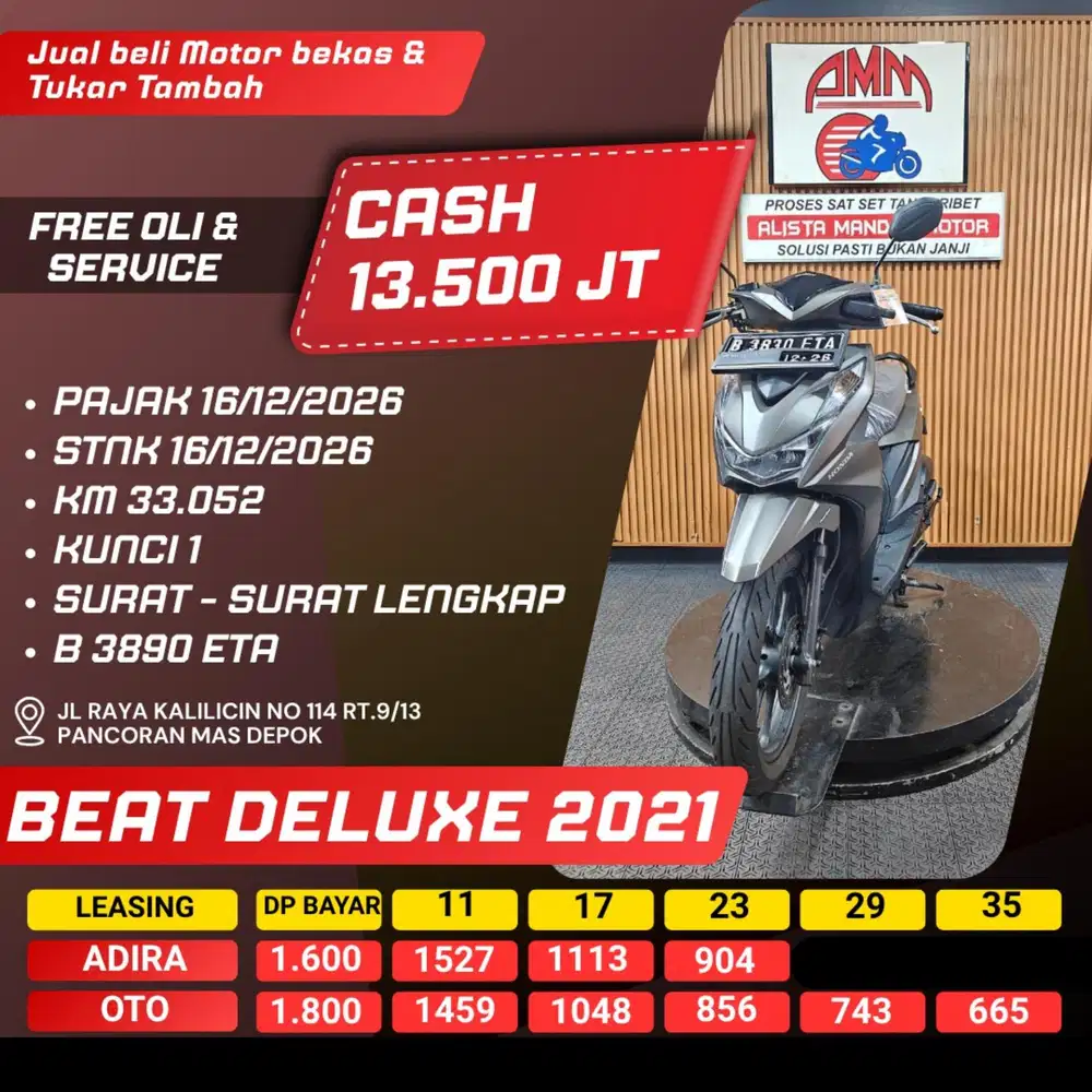 BEAT DELUXE 2021 PAJAK HIDUP CASH / KREDIT ALISTA